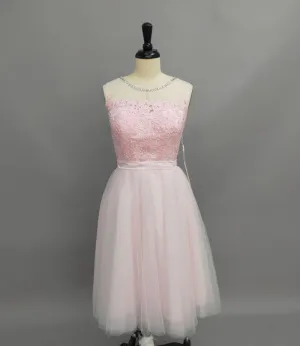 Jewel Sleeveless Short Lace Tulle A-Line Dress