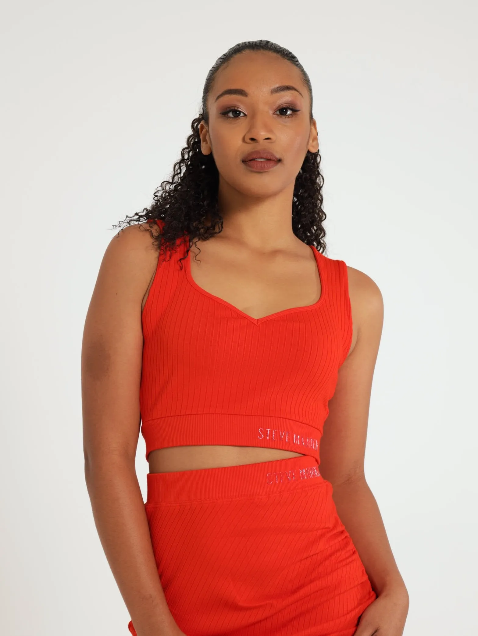 Juante Sweetheart Sleeveless Crop Top - Orange