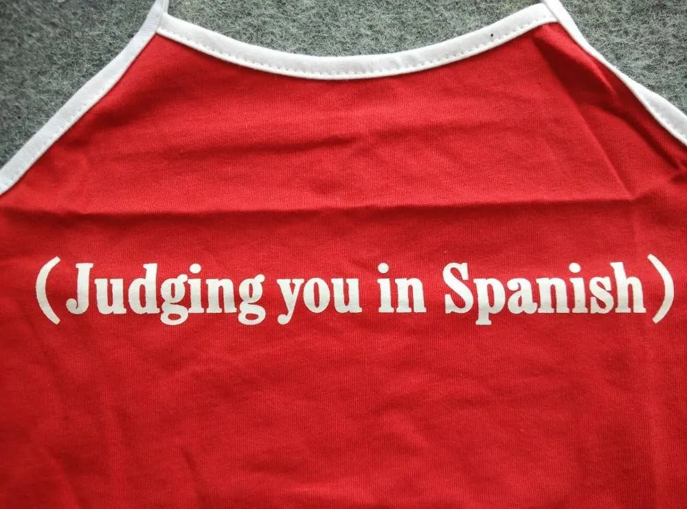 (Judging you in Spanish) Cropped Halter Top