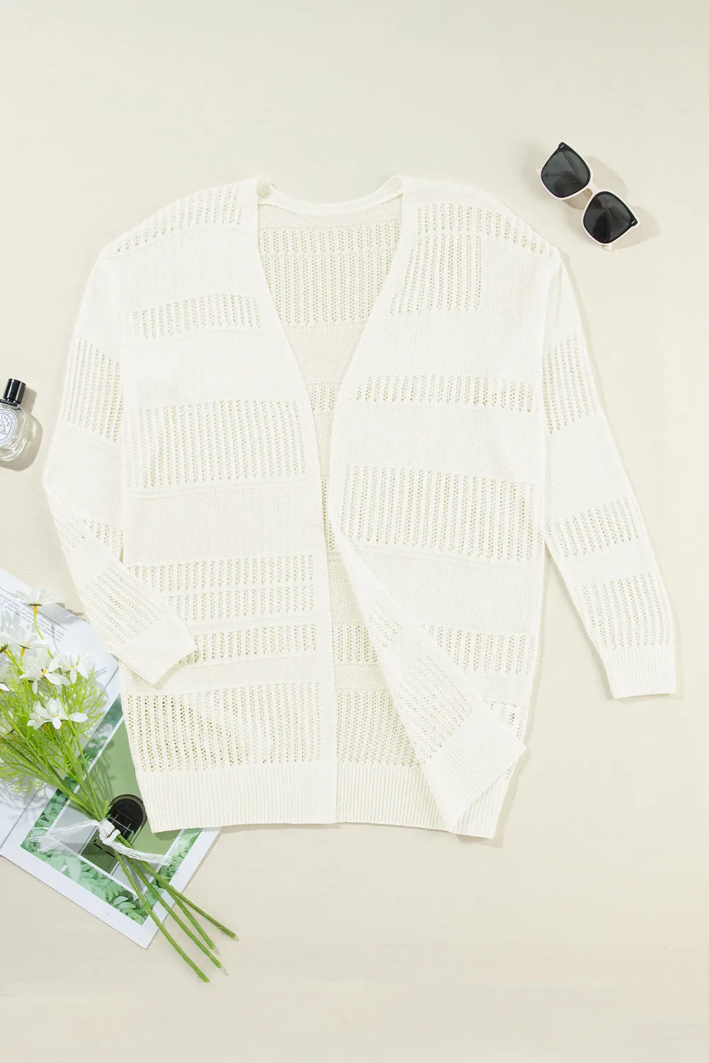 KaleaBoutique Solid Color Lightweight Open Knit Tunic Cardigan