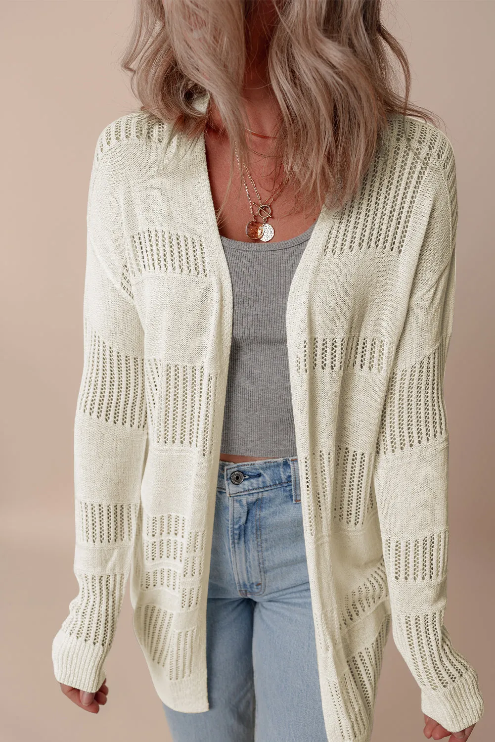 KaleaBoutique Solid Color Lightweight Open Knit Tunic Cardigan