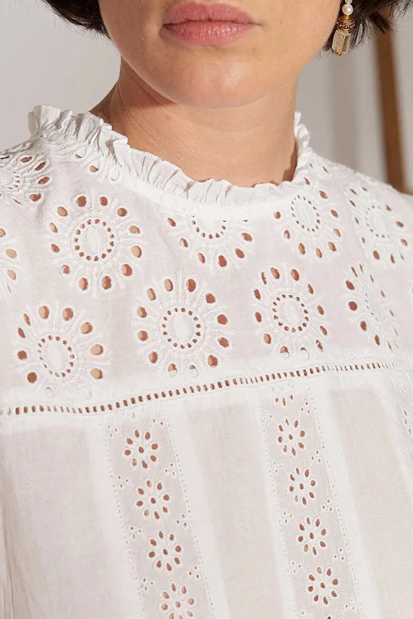 KATE WHITE BRODERIE ANGLAISE SLEEVELESS TUNIC