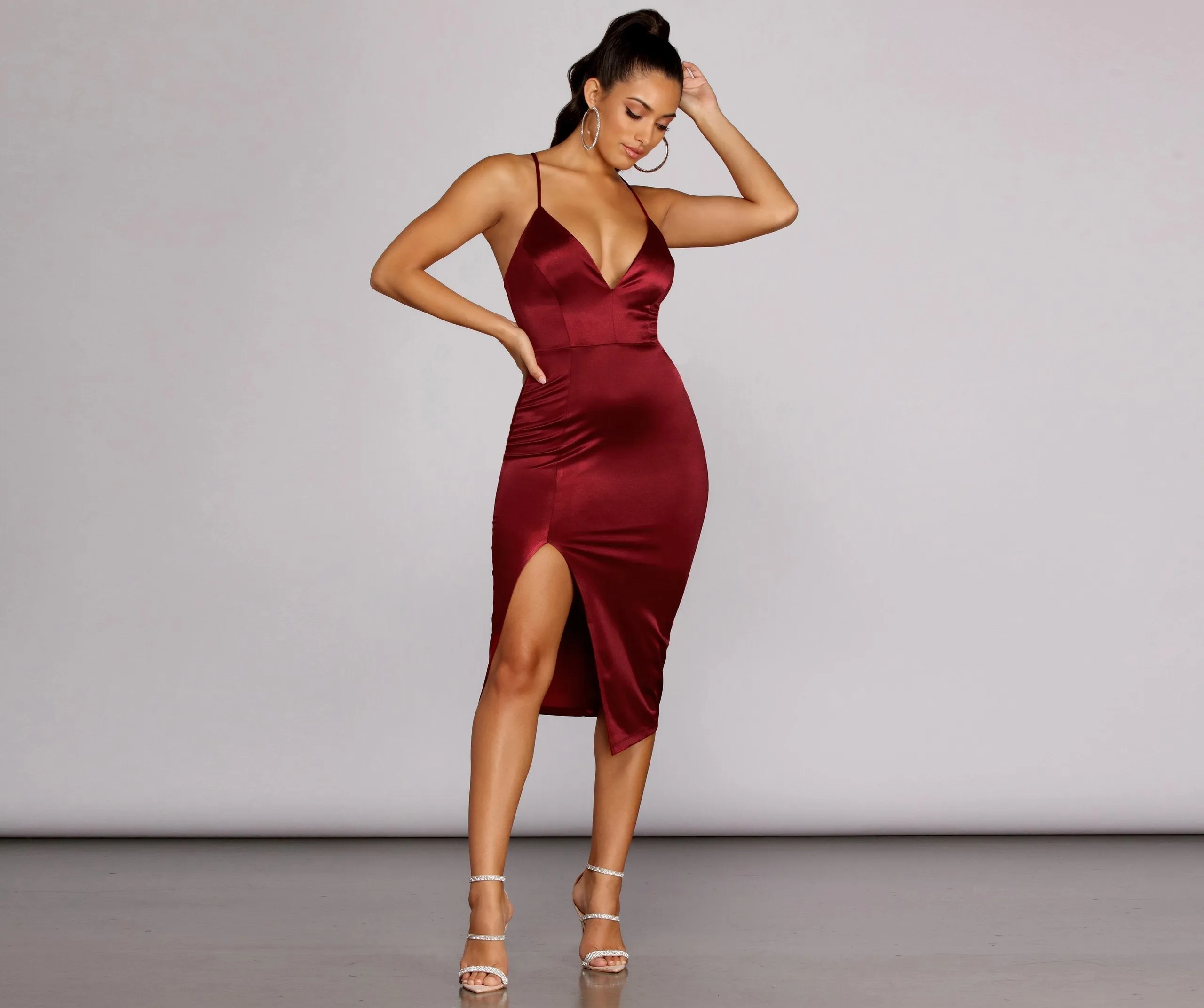 Kenzie Formal Stylish Lattice Midi Dress