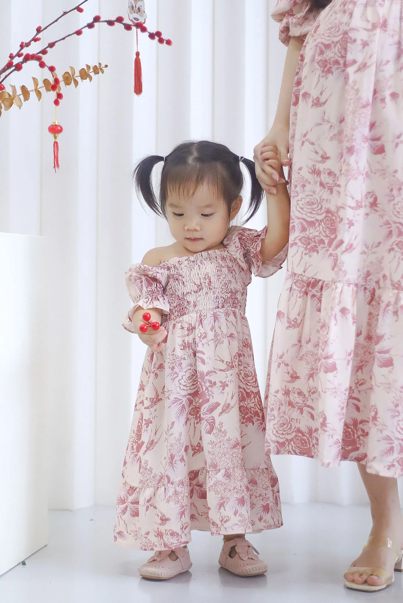 *KIDS* TDC Basha Smocked Ruffle Dress In Pink Porcelain