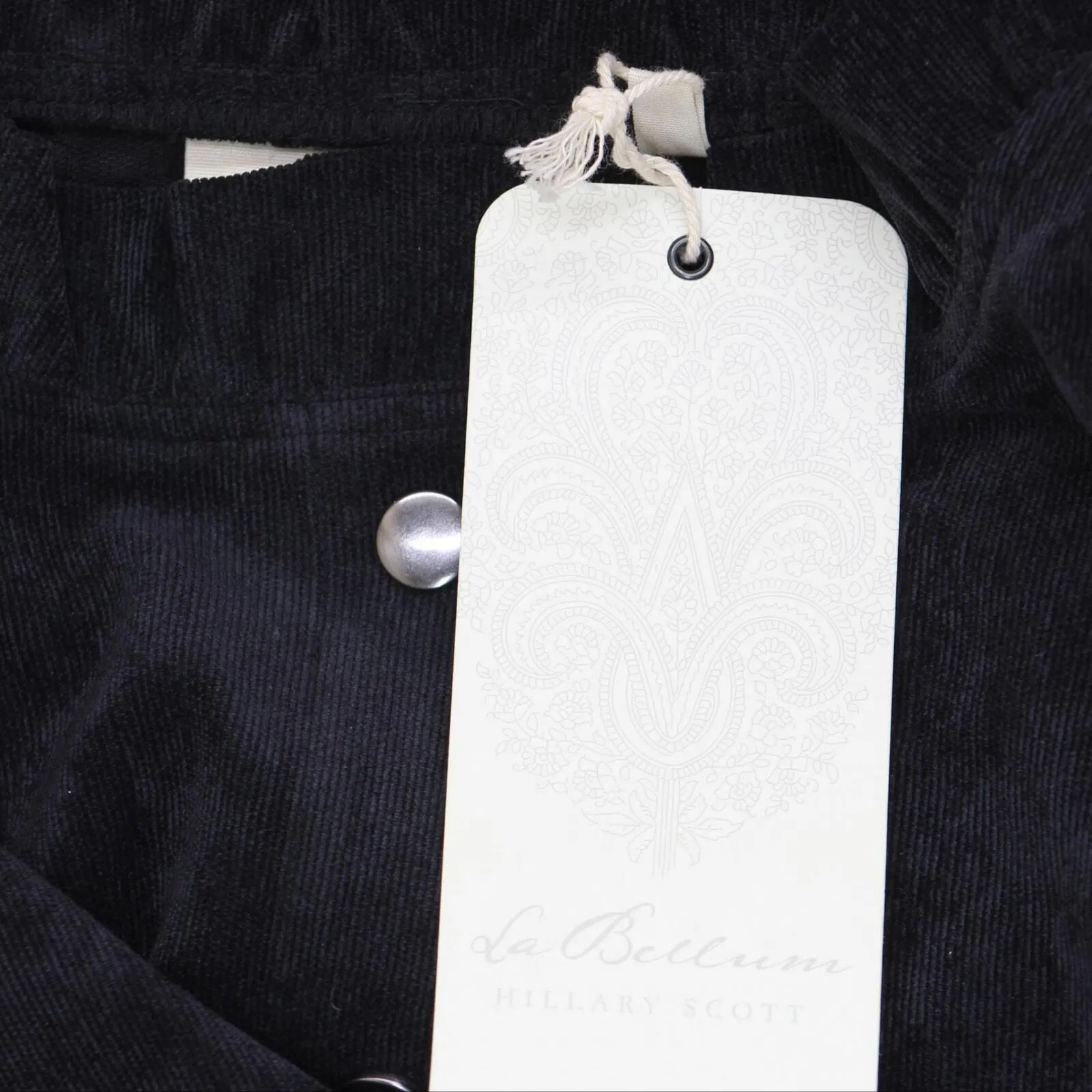 LaBellum by Hillary Scott Womens Plus Size Corduroy Jacket with Trim Black 2X