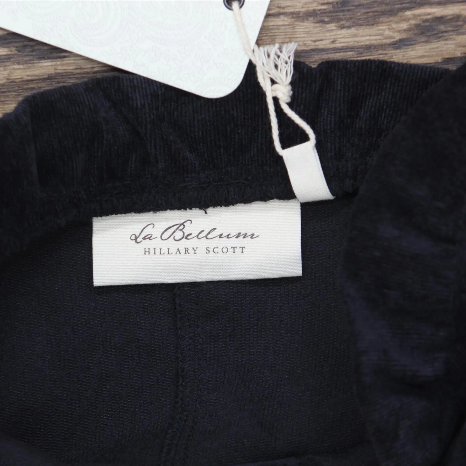 LaBellum by Hillary Scott Womens Plus Size Corduroy Jacket with Trim Black 2X