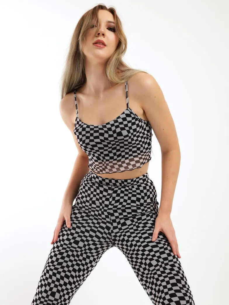 Ladies Mesh Printed Tank - Black