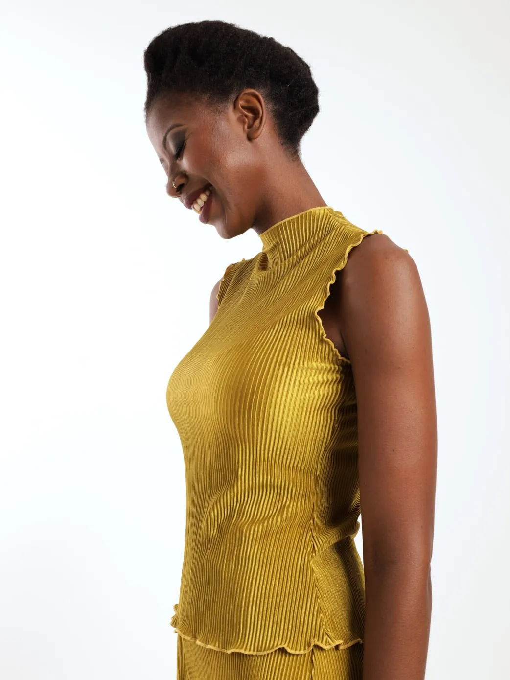 Ladies Sleeveless Bodre Top - Chartreuse