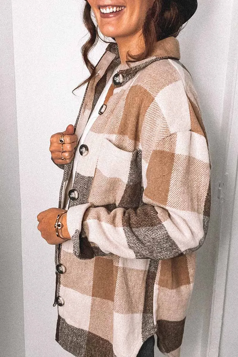 Lapel Loose Plaid Jacket Tops(3 Colors)