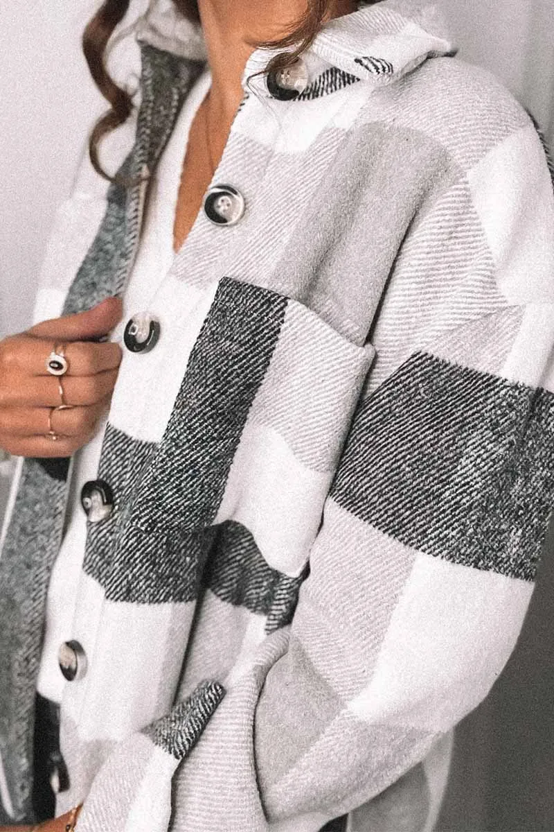 Lapel Loose Plaid Jacket Tops(3 Colors)
