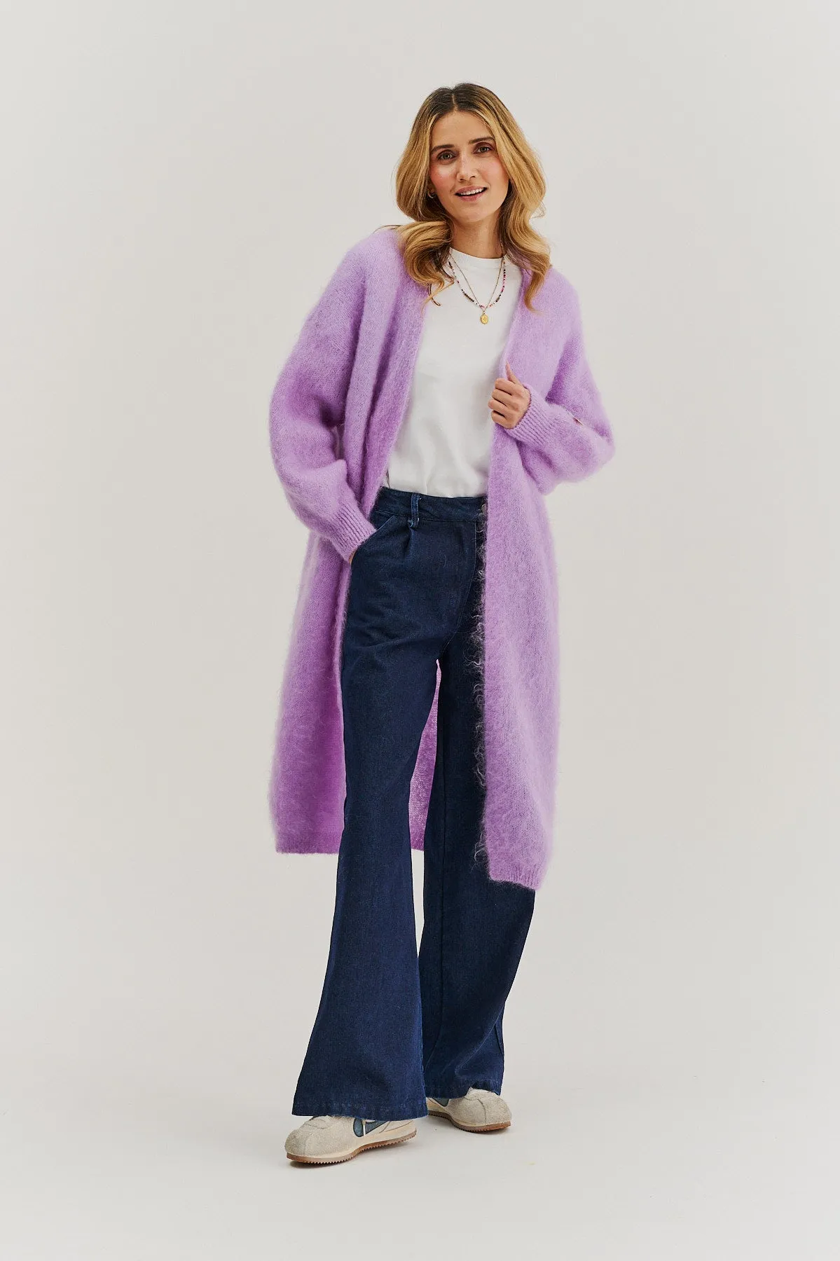 Lavender Blush long mohair cardigan