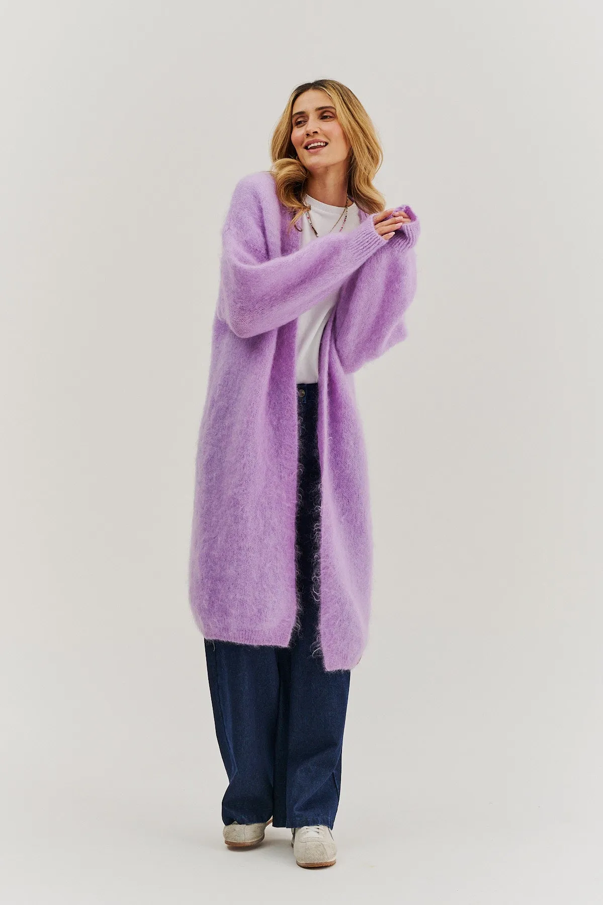 Lavender Blush long mohair cardigan