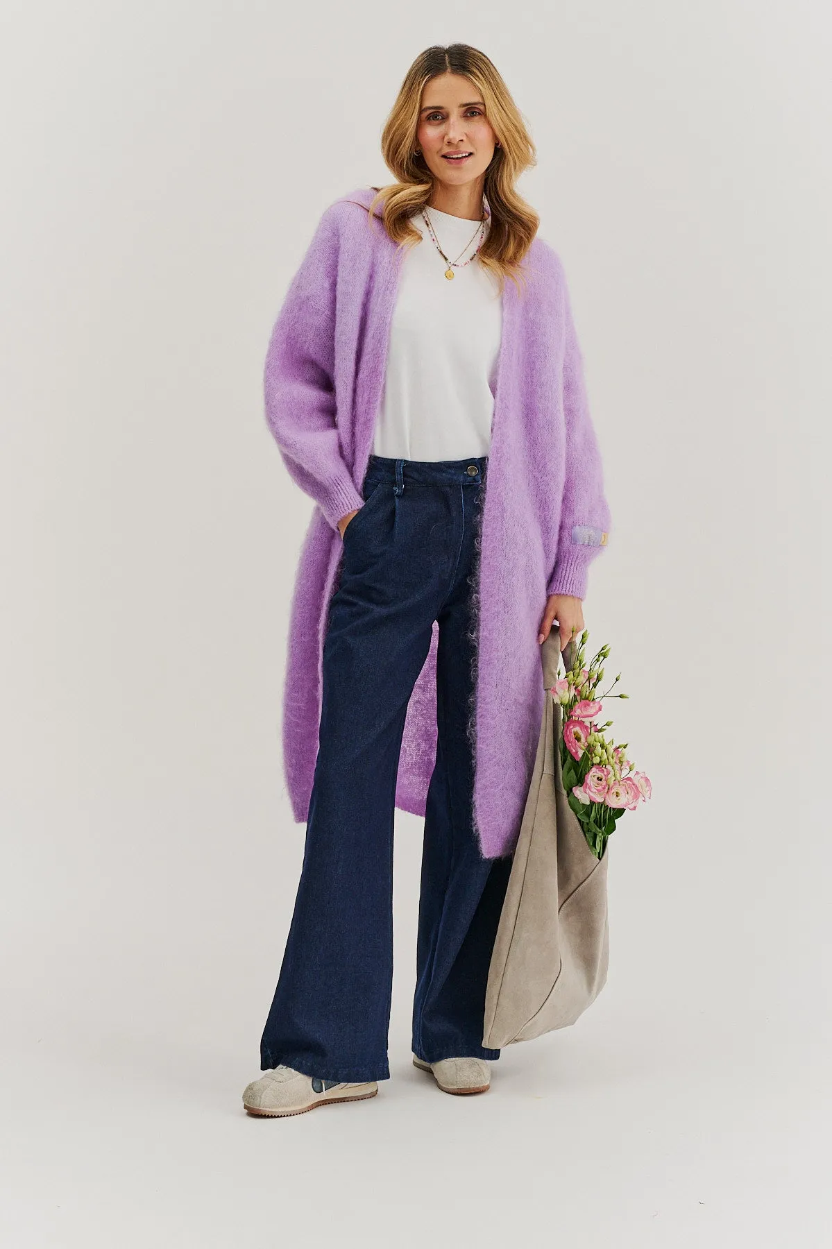 Lavender Blush long mohair cardigan