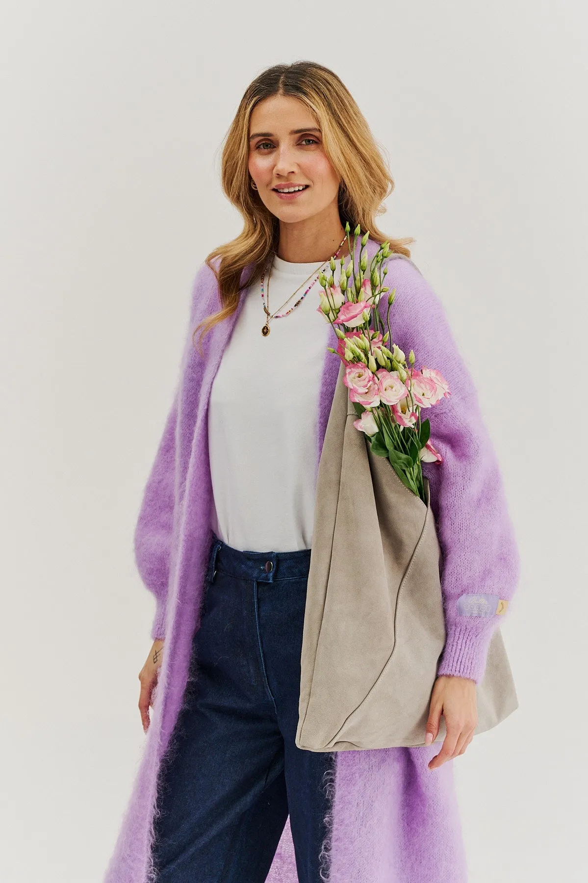 Lavender Blush long mohair cardigan