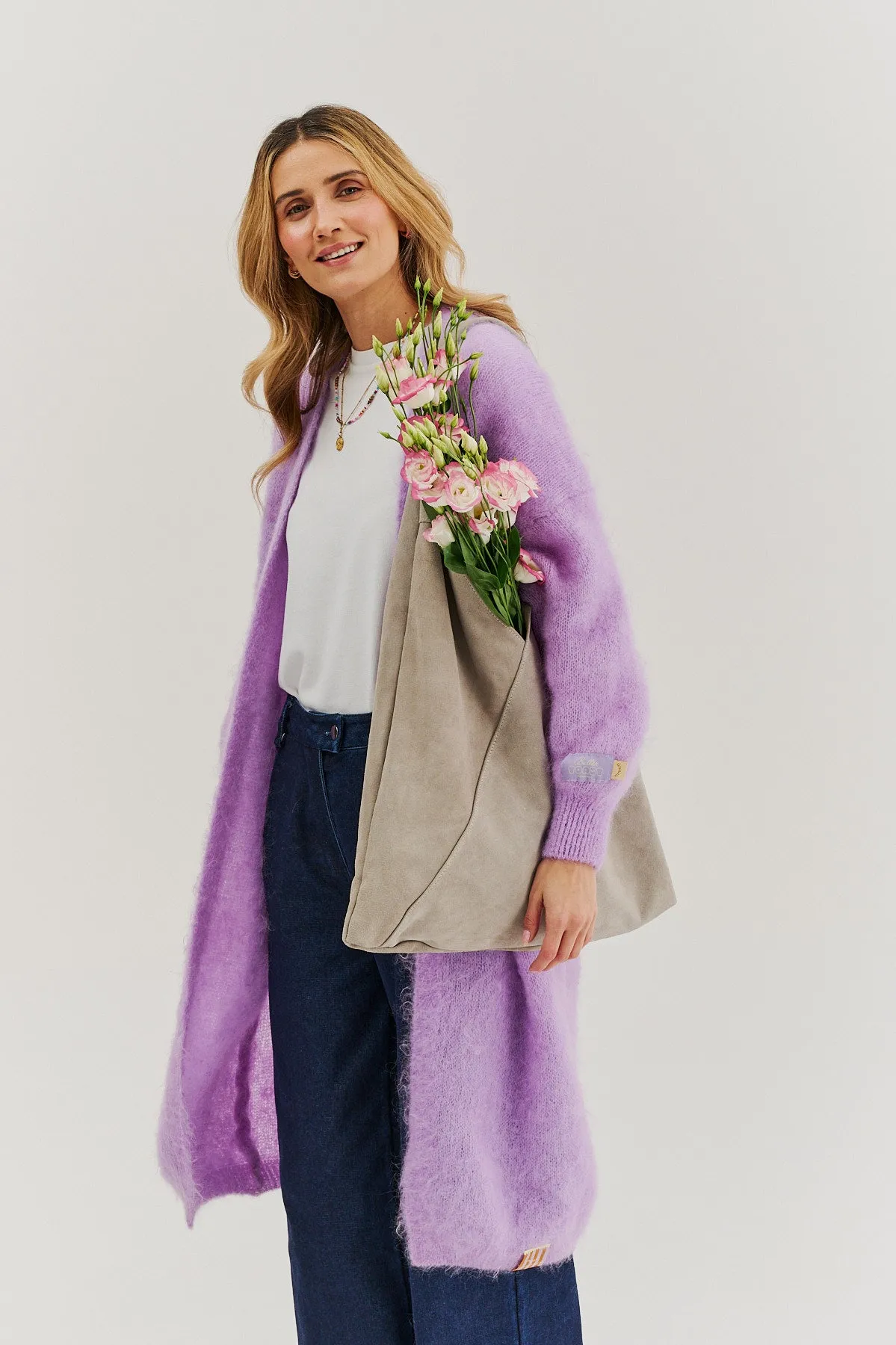 Lavender Blush long mohair cardigan