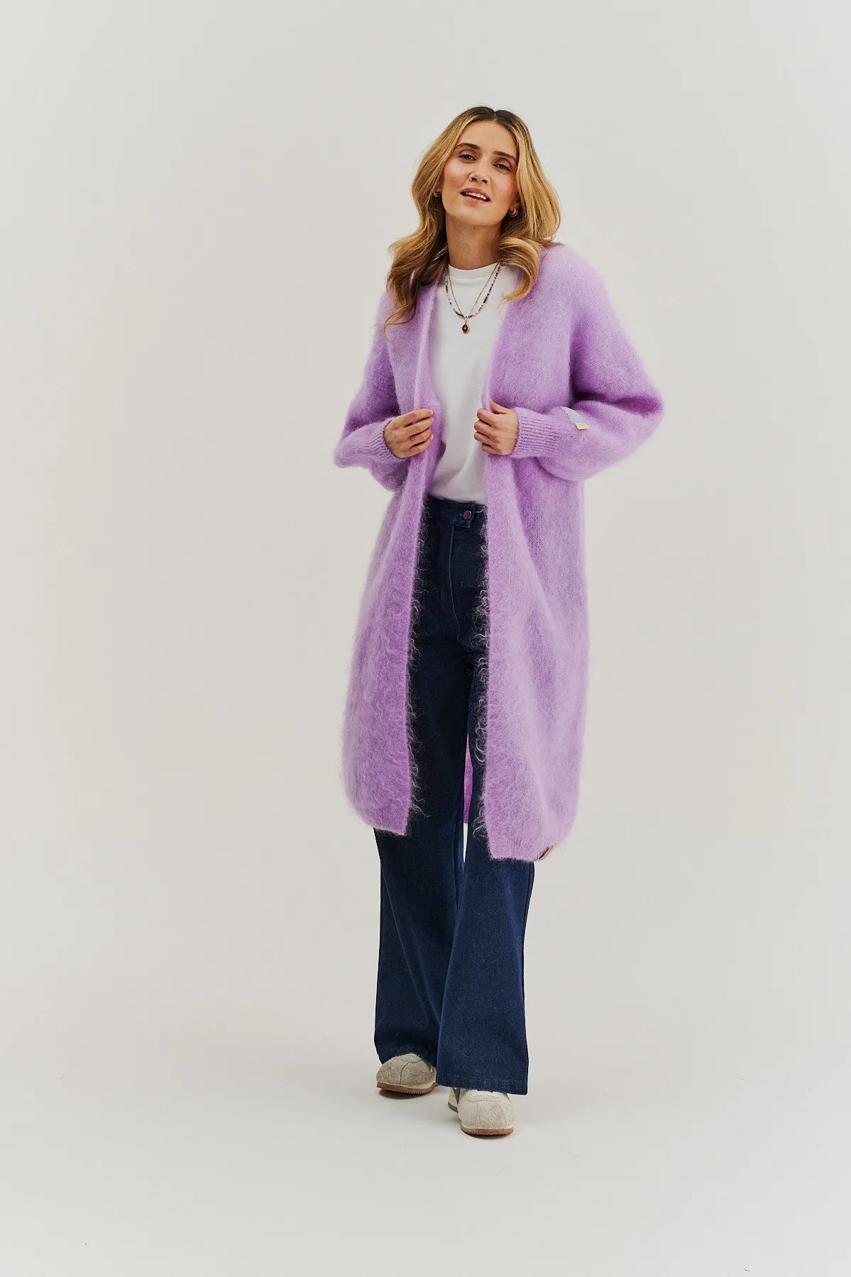 Lavender Blush long mohair cardigan