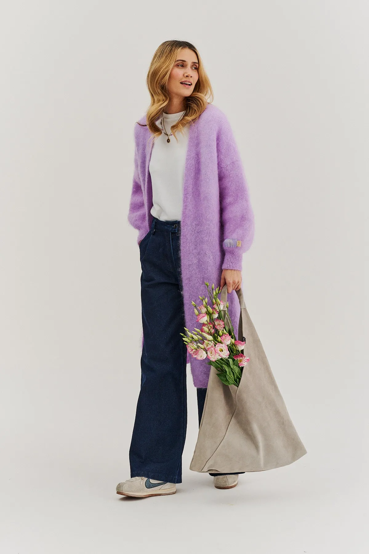Lavender Blush long mohair cardigan