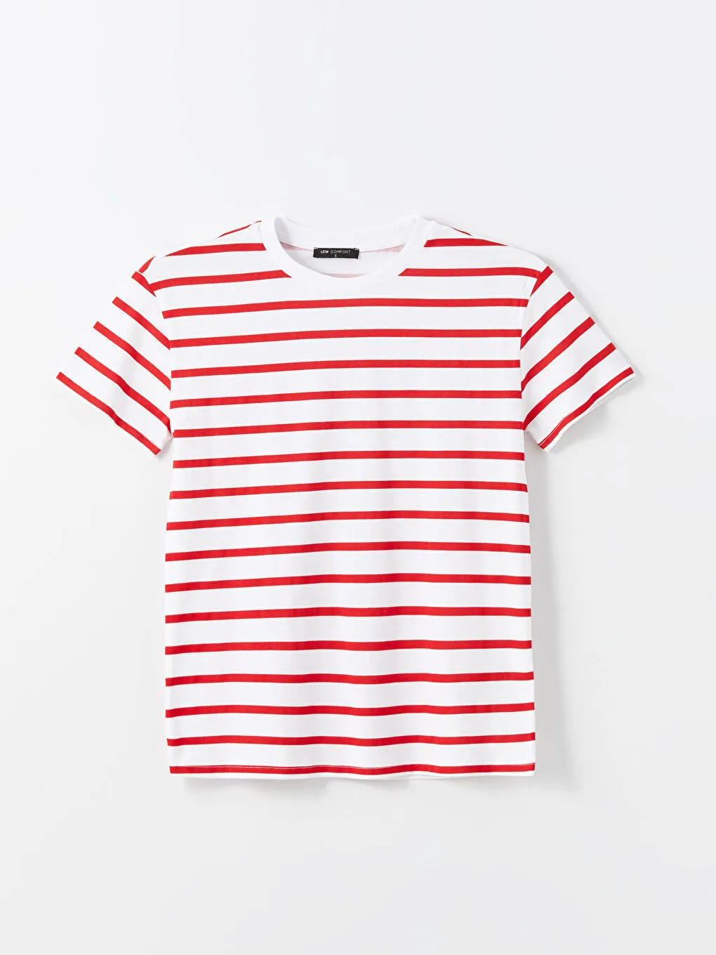 LCW Comfort Black Crew Neck Striped Women T-Shirt