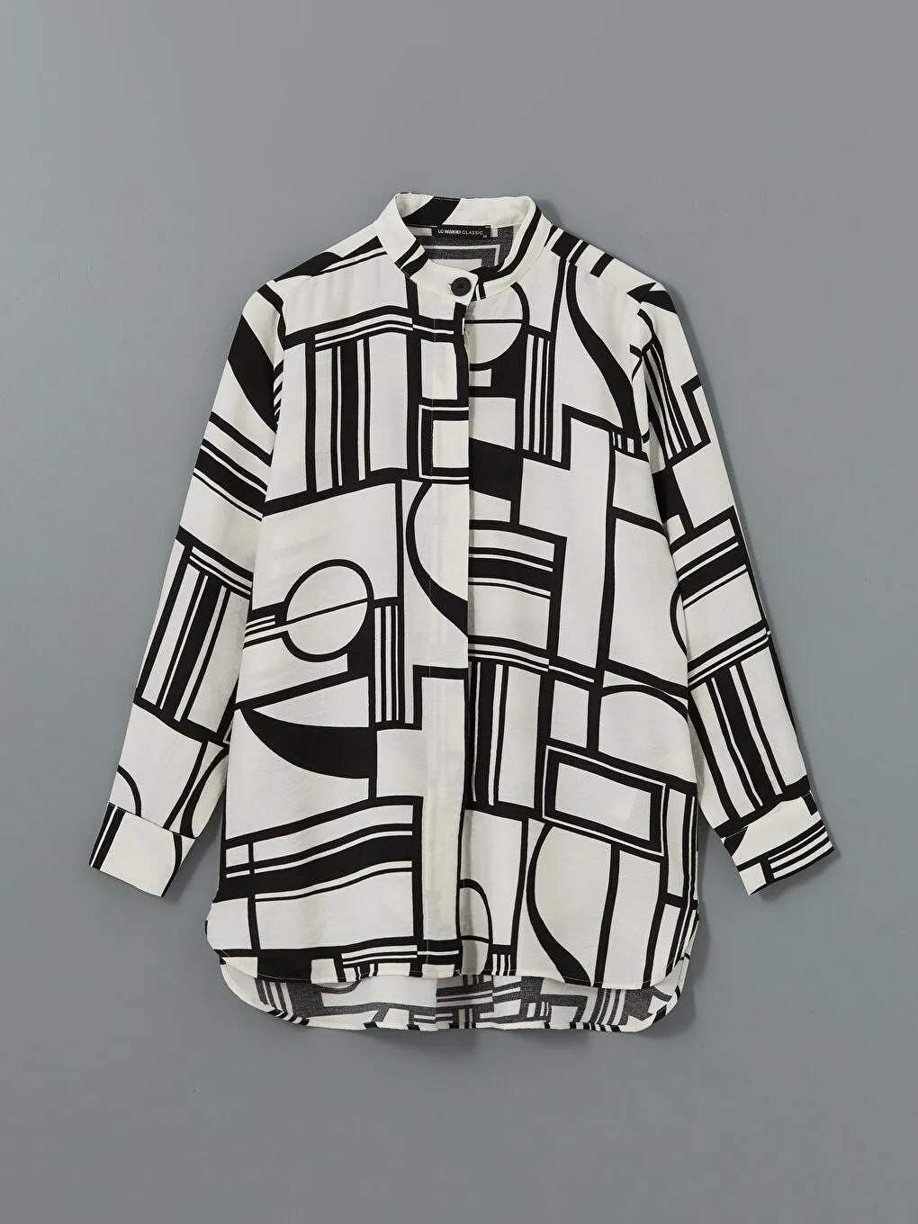 LCWAIKIKI Classic Black Judge Collar Patterned Women Shirt Tunic