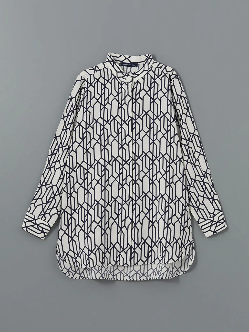 LCWAIKIKI Classic Black Judge Collar Patterned Women Shirt Tunic