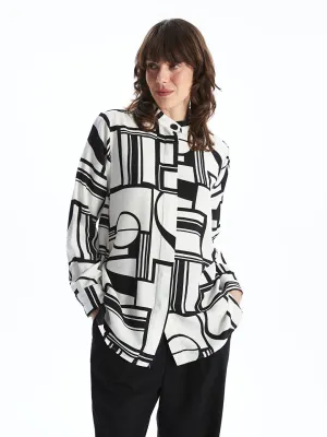 LCWAIKIKI Classic Black Judge Collar Patterned Women Shirt Tunic