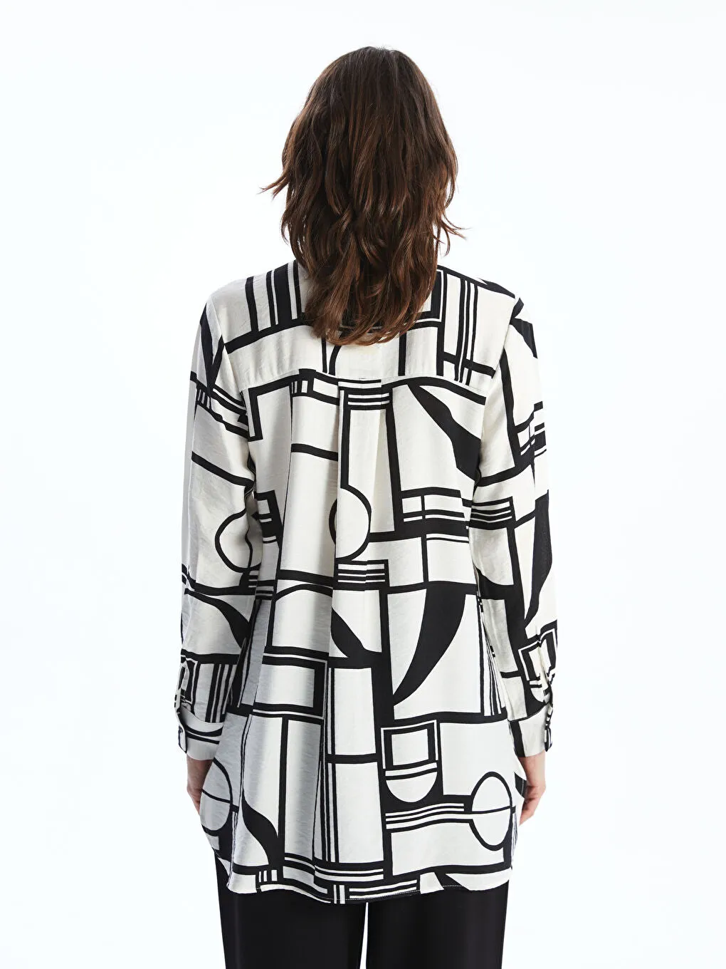 LCWAIKIKI Classic Black Judge Collar Patterned Women Shirt Tunic