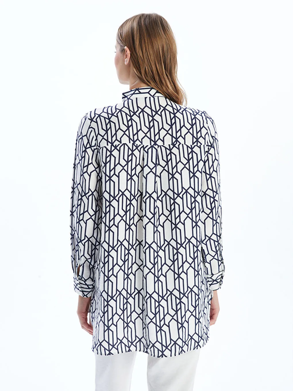 LCWAIKIKI Classic Black Judge Collar Patterned Women Shirt Tunic
