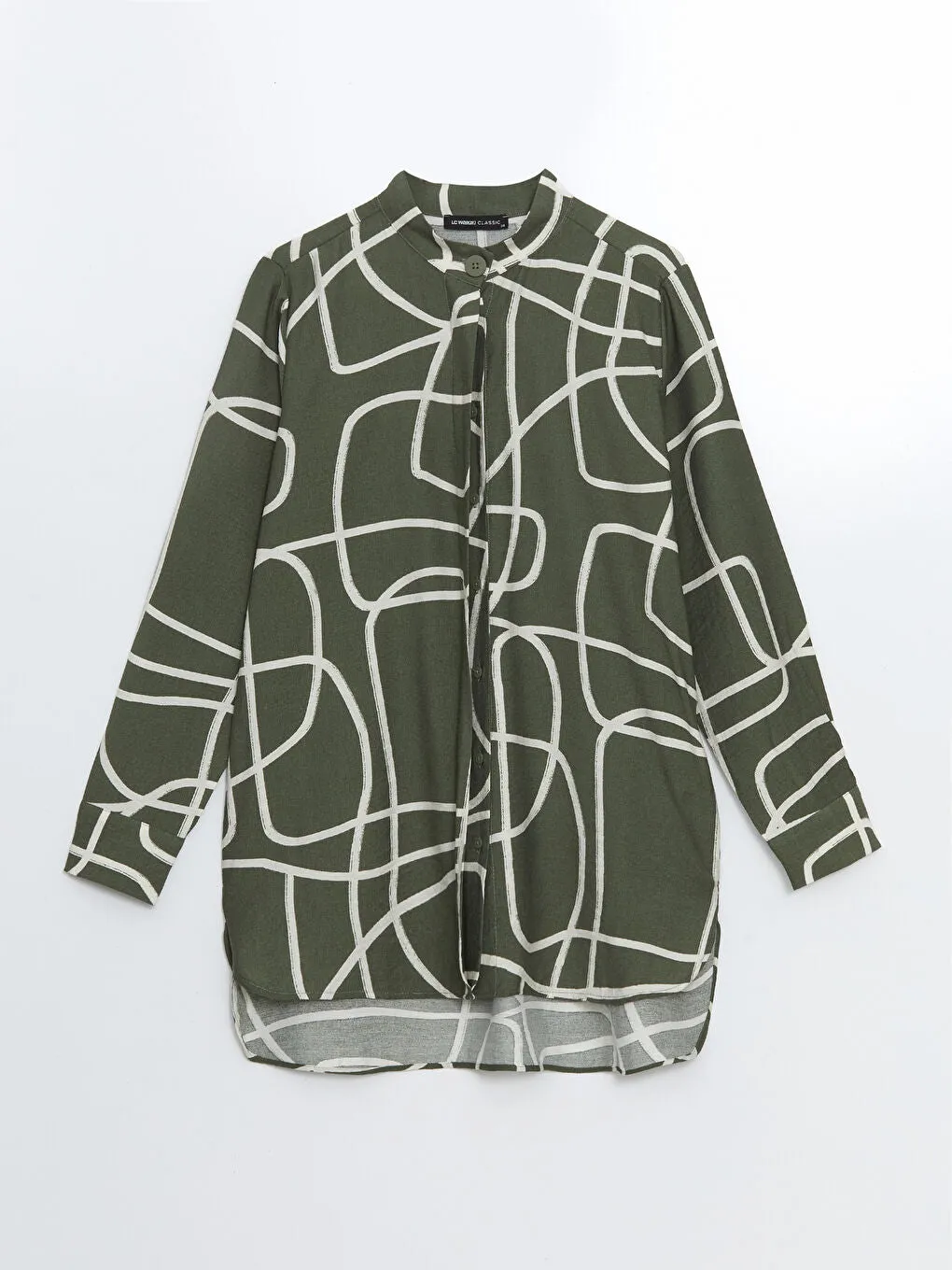 LCWAIKIKI Classic Black Judge Collar Patterned Women Shirt Tunic