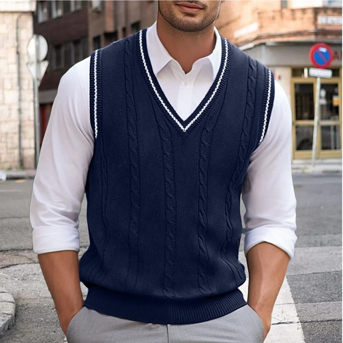Liam | Sleeveless V-Neck Sweater for Men
