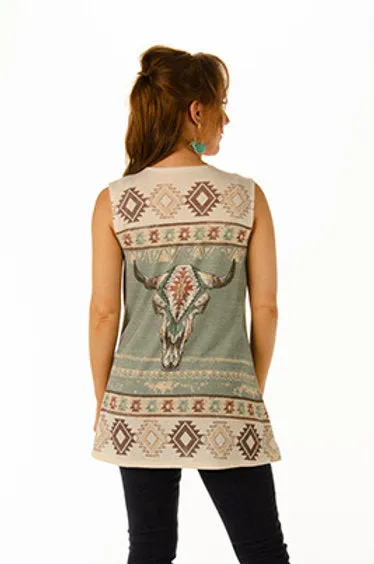 Liberty Wear Collection Tops: Vest Earth Tone Geometric