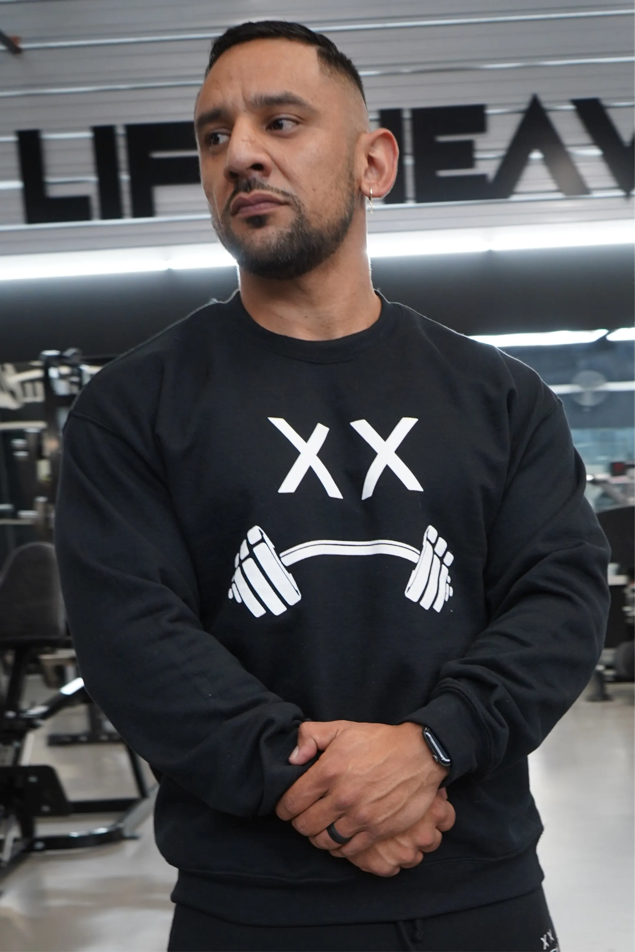 LIFT HEAVY LOGO SWEATER - BLACK