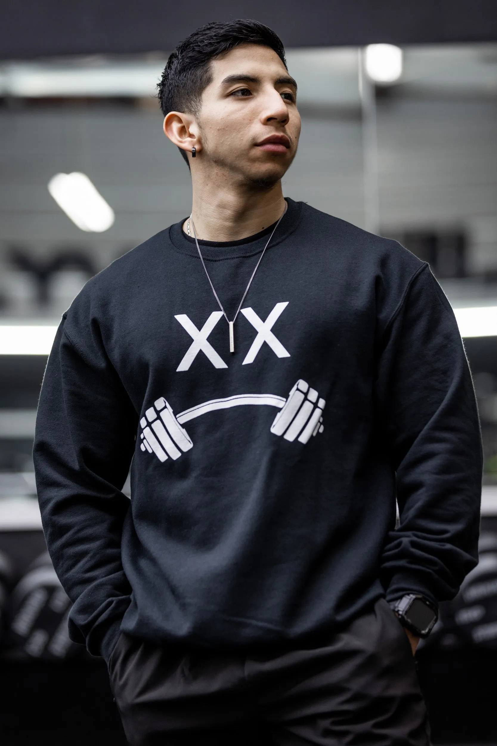 LIFT HEAVY LOGO SWEATER - BLACK