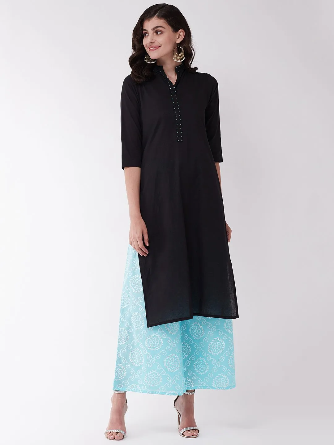 Light Blue Bandhej Palazzo