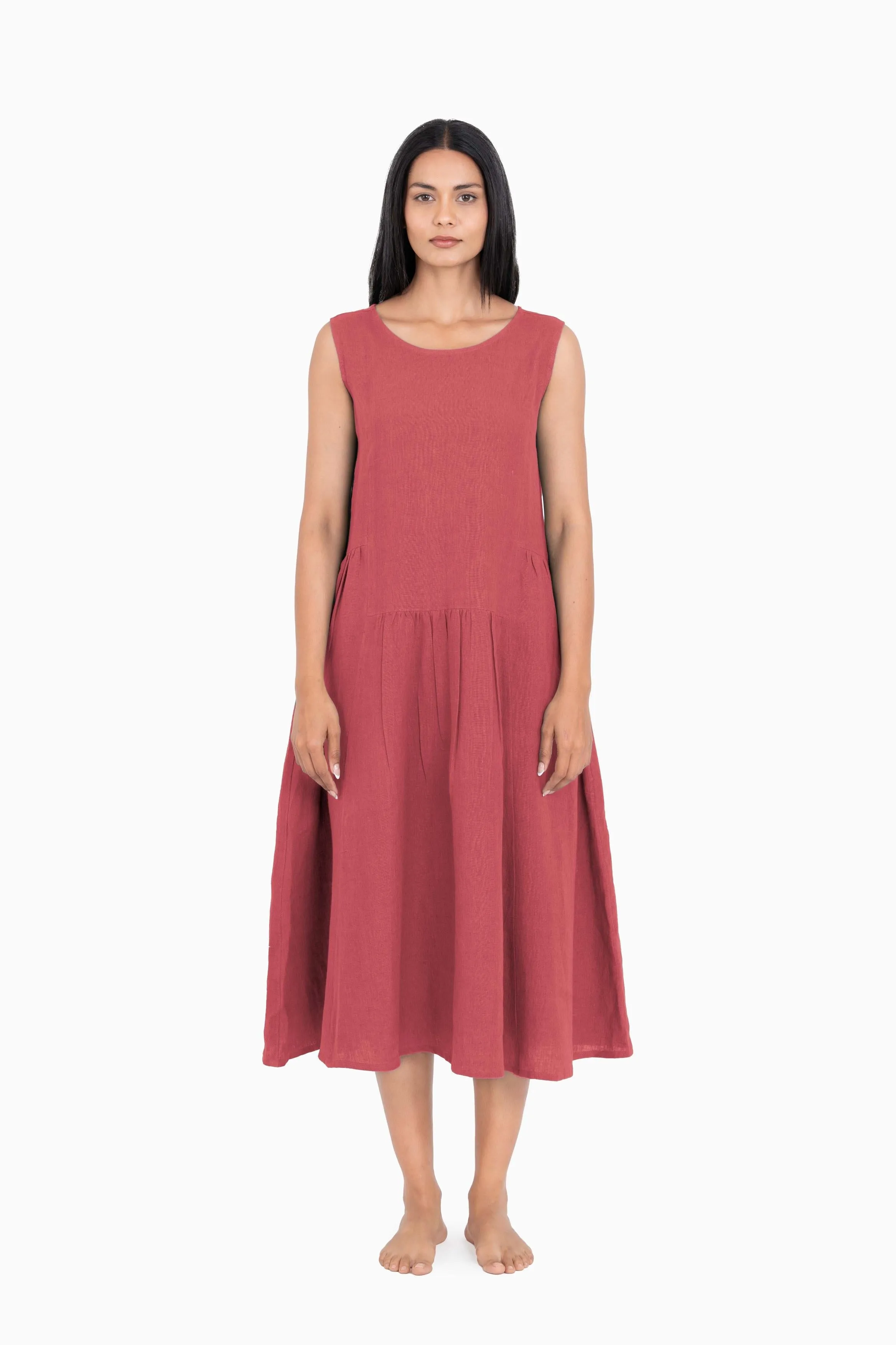 Linen Penelope Dress-Stormy Blue