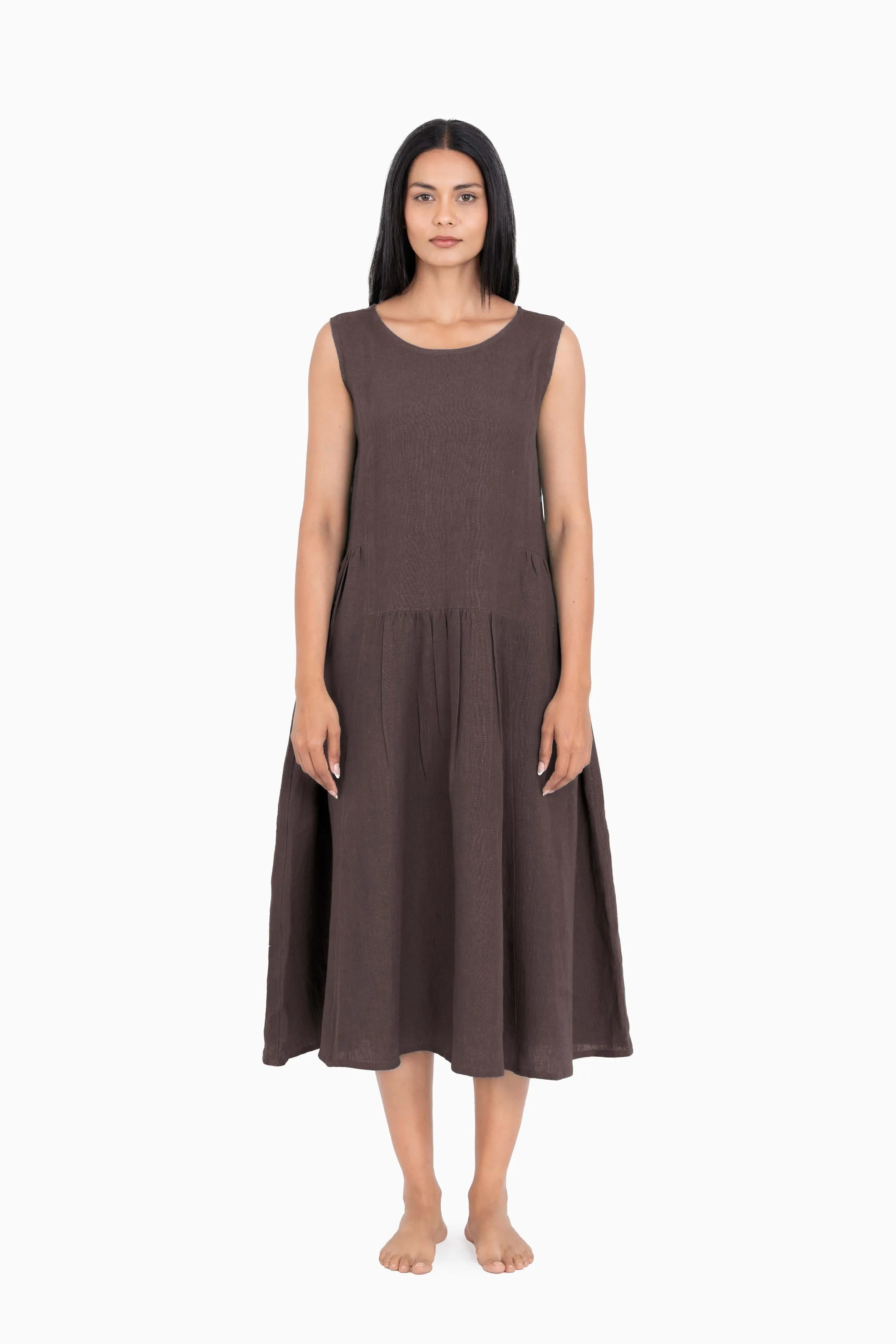 Linen Penelope Dress-Stormy Blue