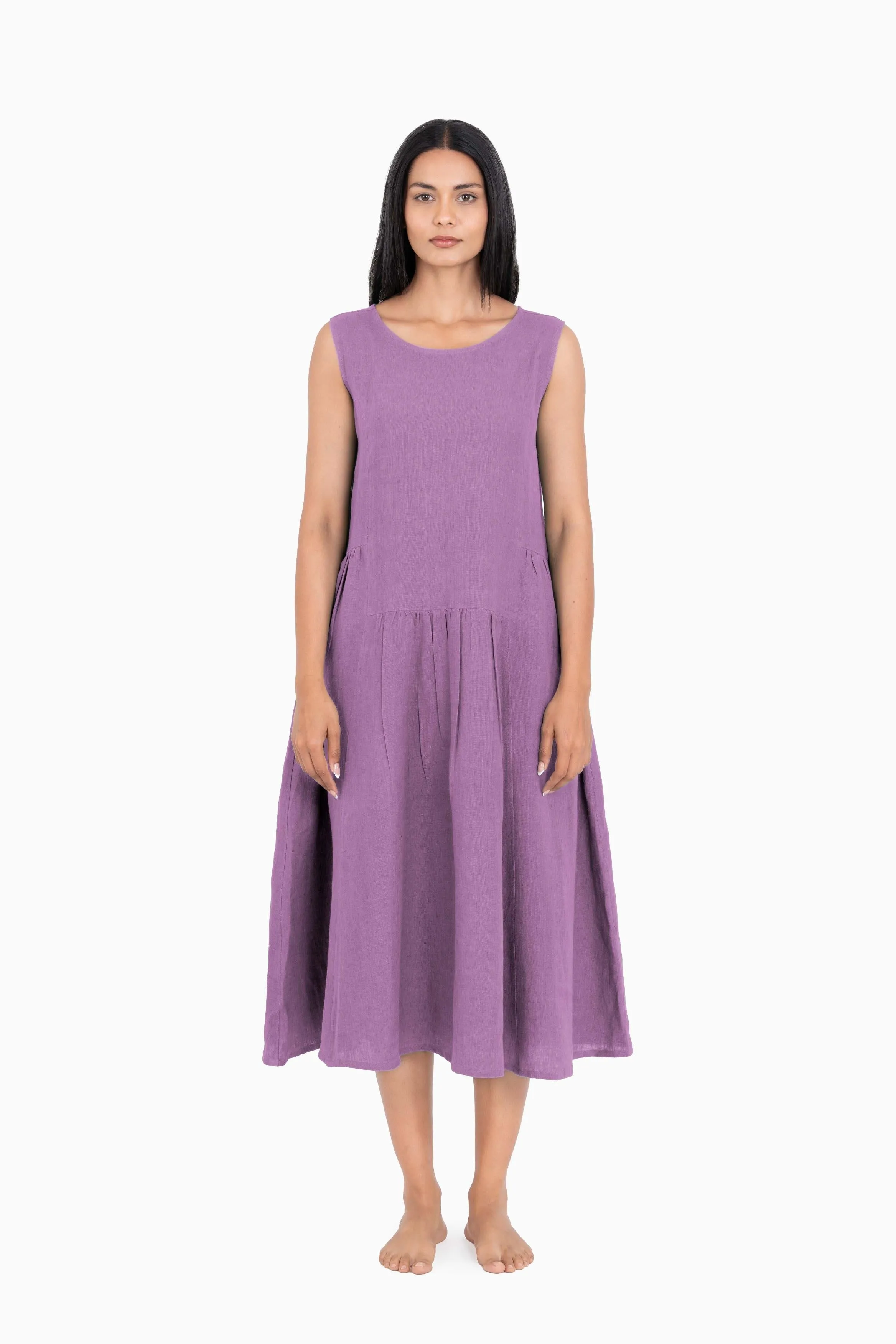 Linen Penelope Dress-Stormy Blue