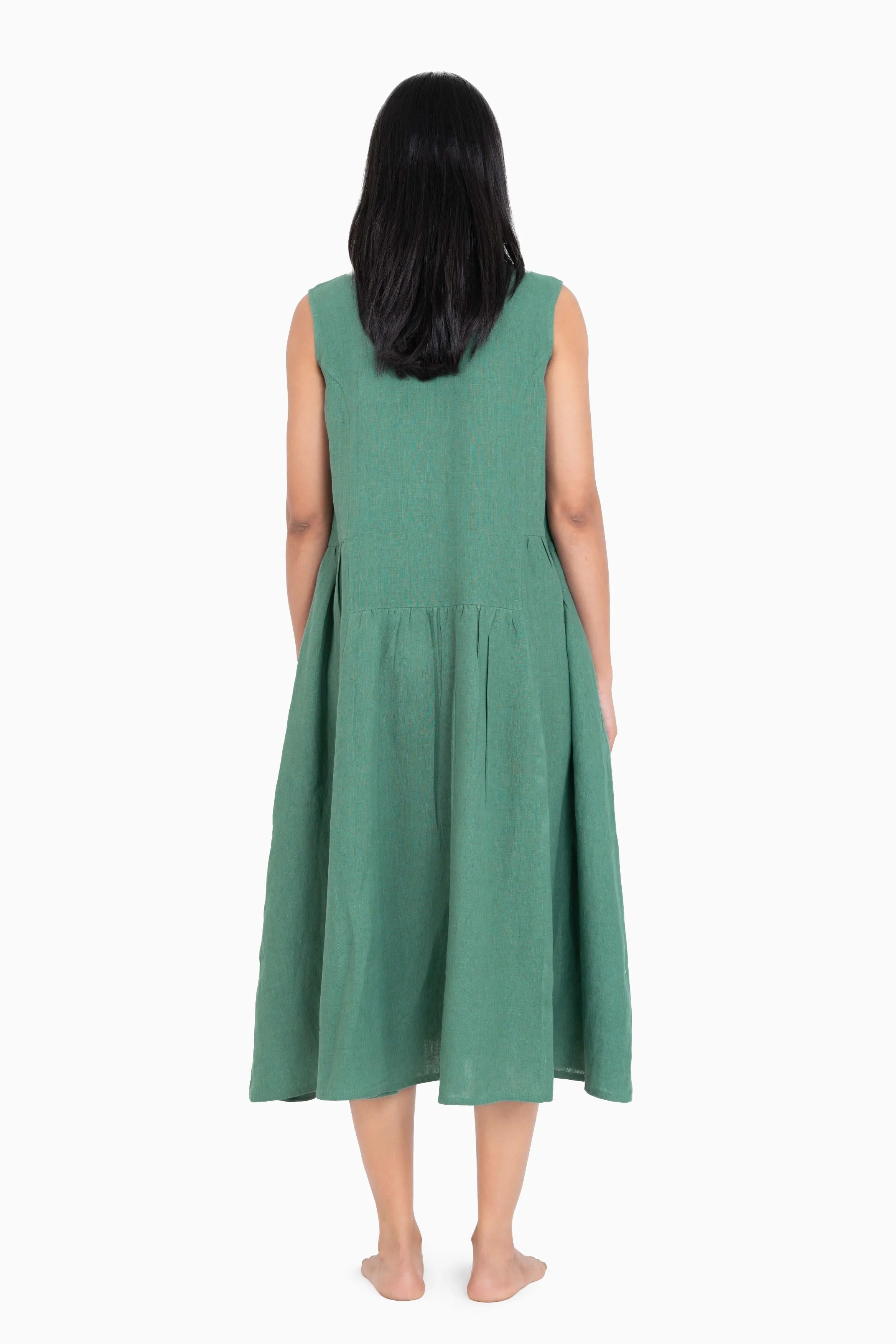 Linen Penelope Dress-Stormy Blue