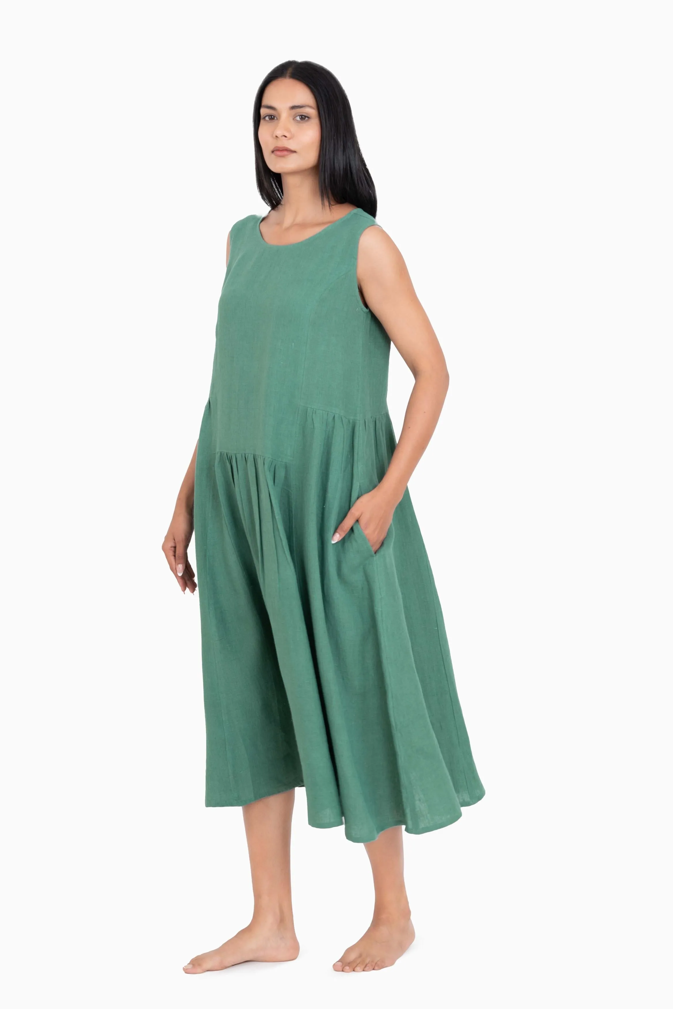 Linen Penelope Dress-Stormy Blue
