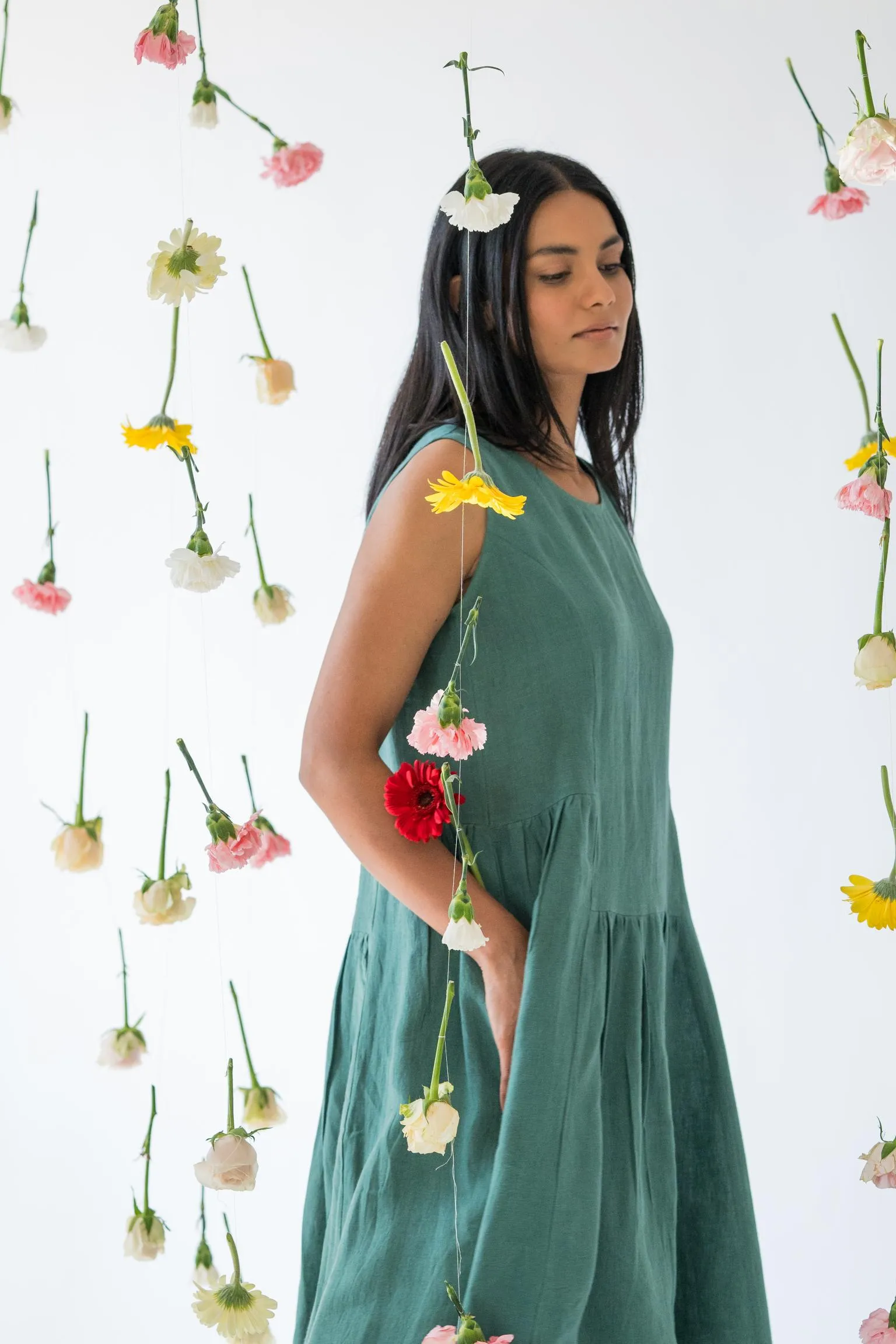 Linen Penelope Dress-Stormy Blue