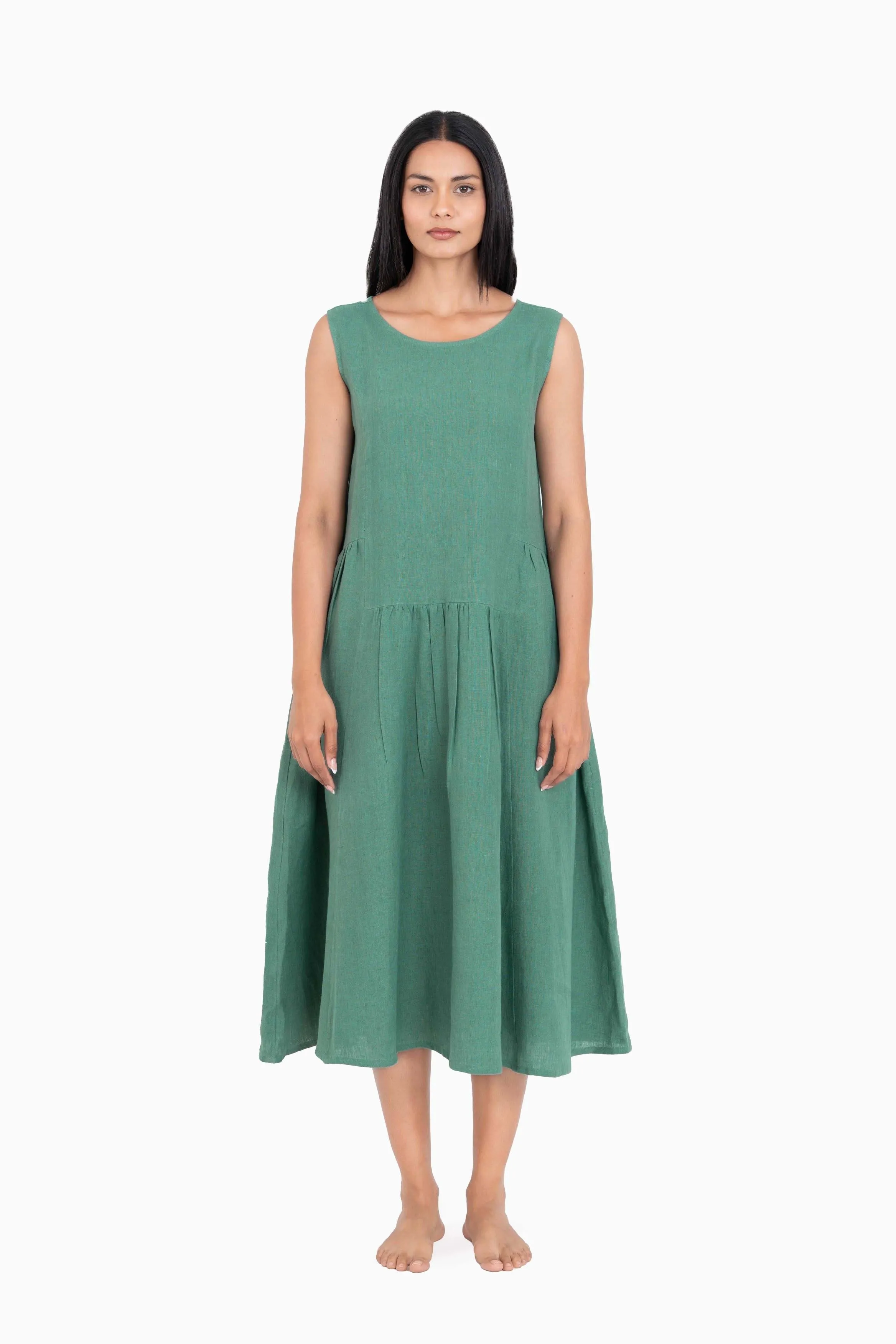 Linen Penelope Dress-Stormy Blue