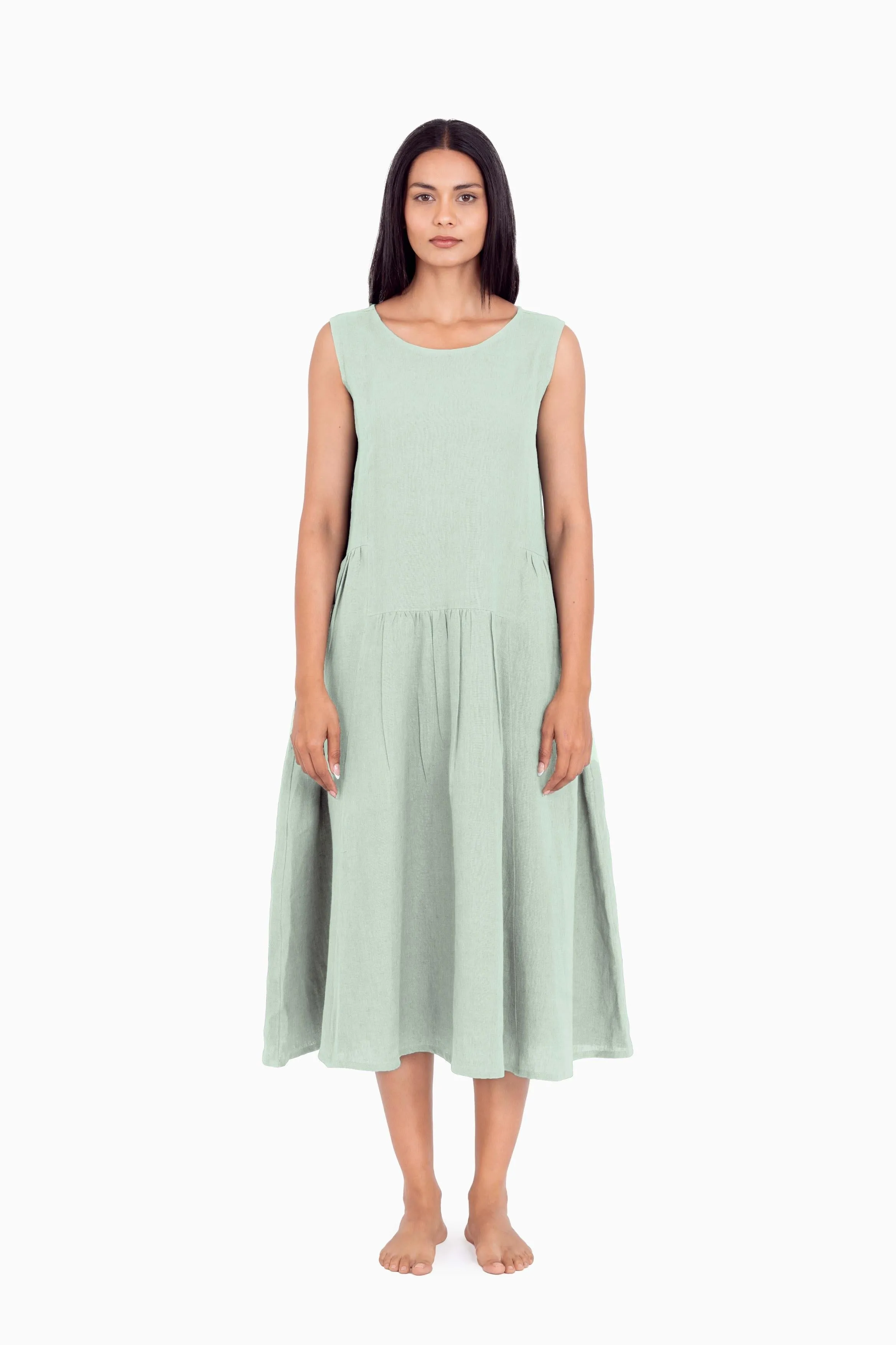 Linen Penelope Dress-Stormy Blue