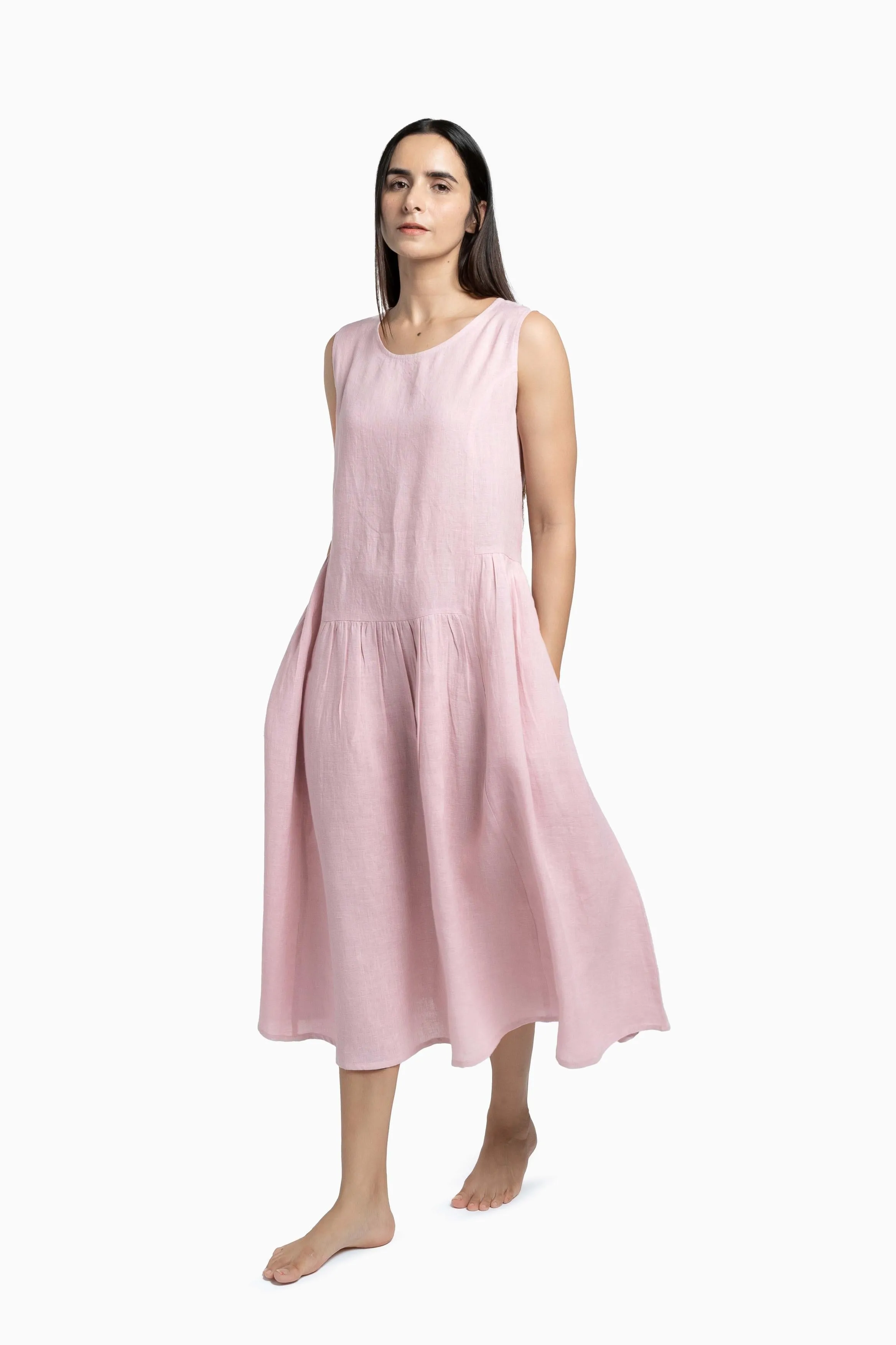 Linen Penelope Dress-Stormy Blue