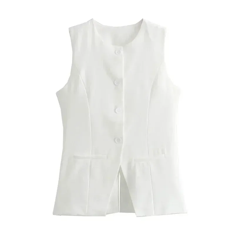 Liora - Sleeveless White Vest