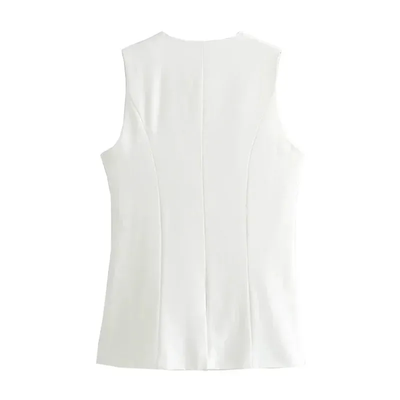 Liora - Sleeveless White Vest