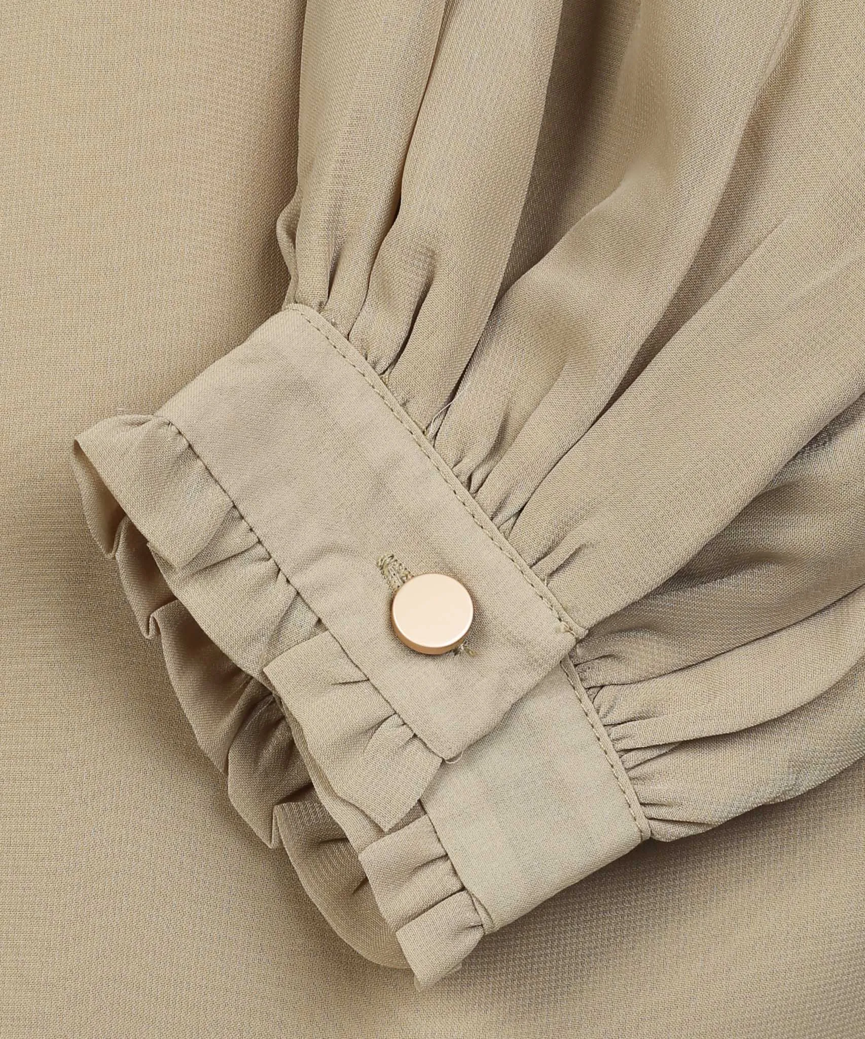 Little Green Ruffle Detail Long Sleeve Cropped Blouse