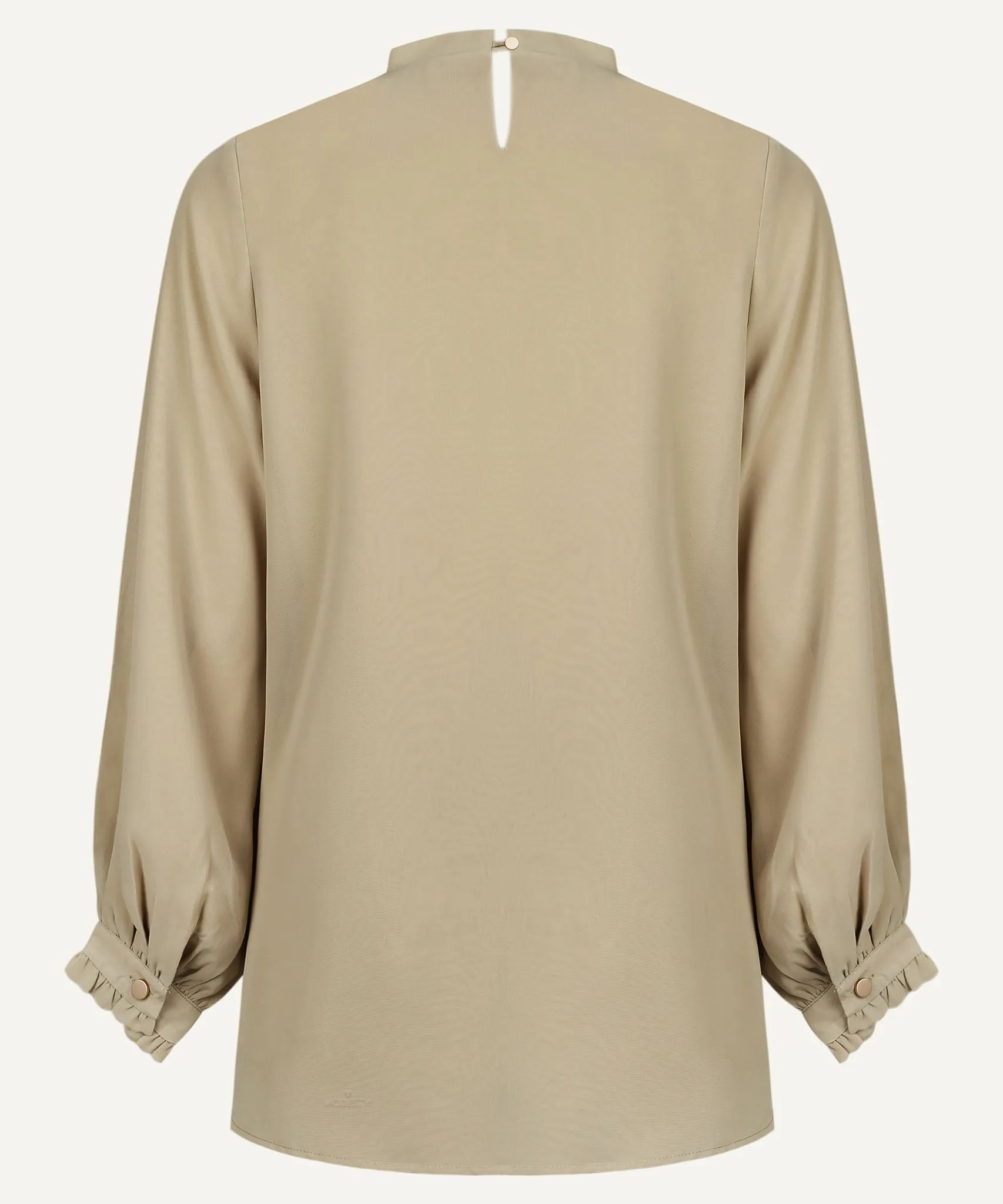 Little Green Ruffle Detail Long Sleeve Cropped Blouse