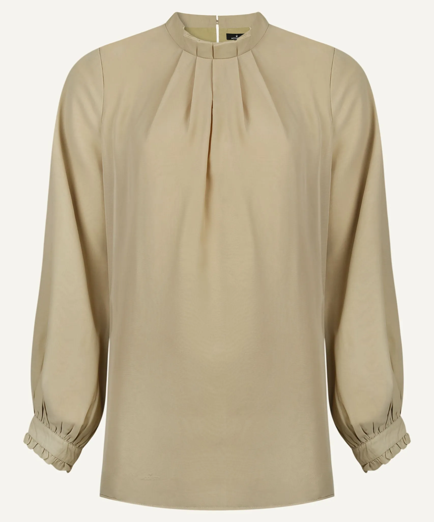Little Green Ruffle Detail Long Sleeve Cropped Blouse