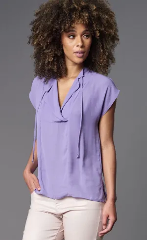 Lola & Sophie Double Georgette Cap-Sleeve Top