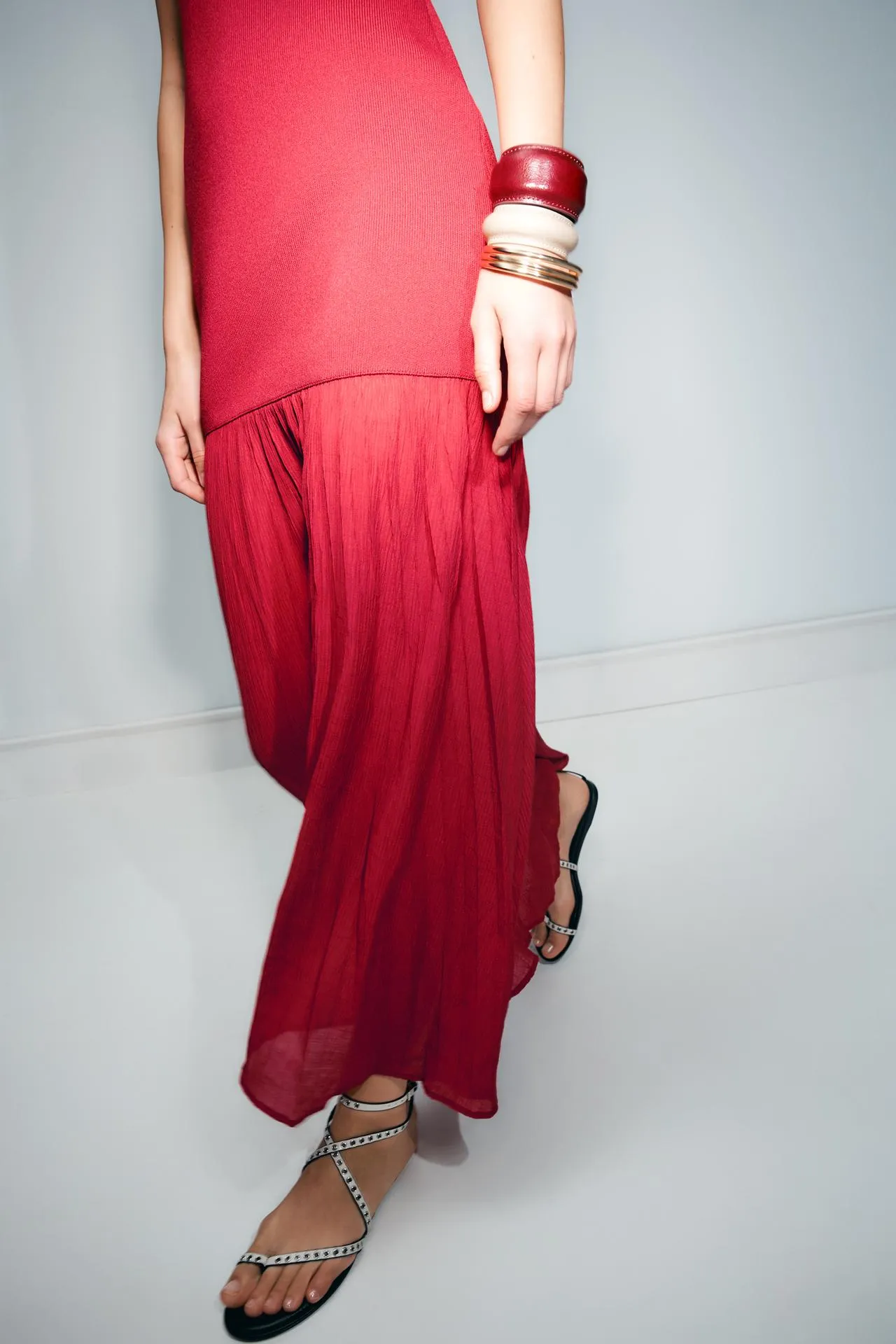 Long combined knit dress