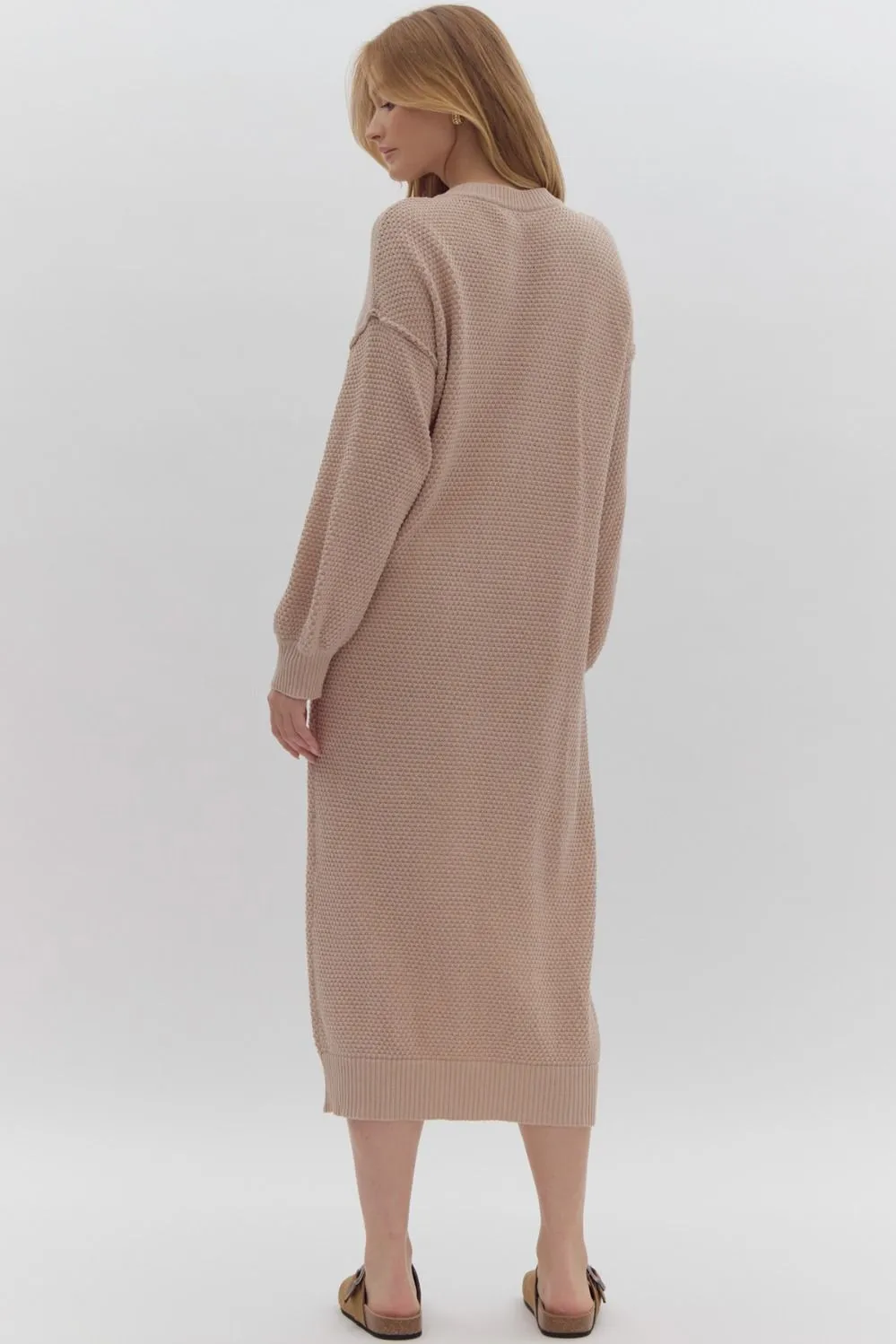 Long sleeve knitted midi dress